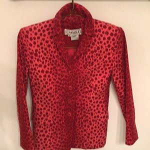 Carlisle red leopard fitted blazer